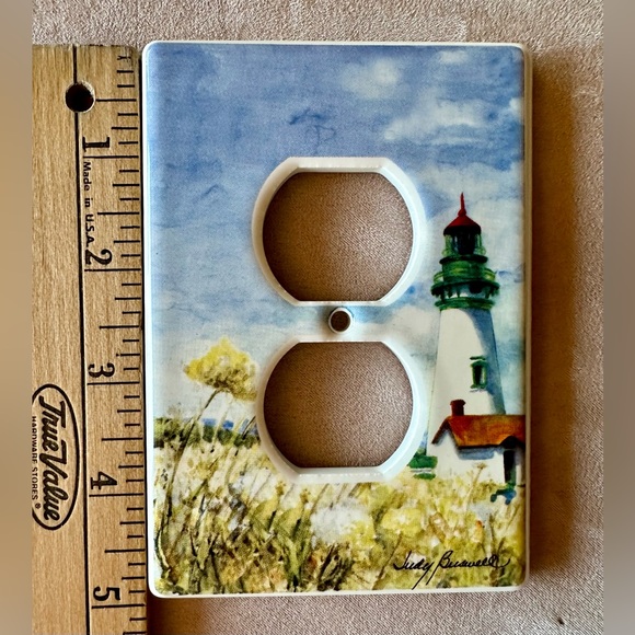 Hand made electrical outlet cover by Judy Buswell. Unique beach lighthouse. EUC - Picture 6 of 8